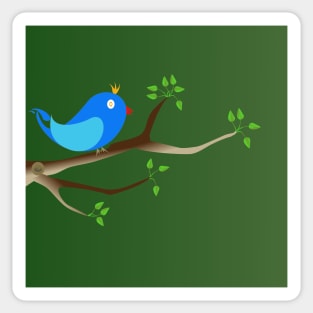 A blue bird perched on a tree branch. Sticker